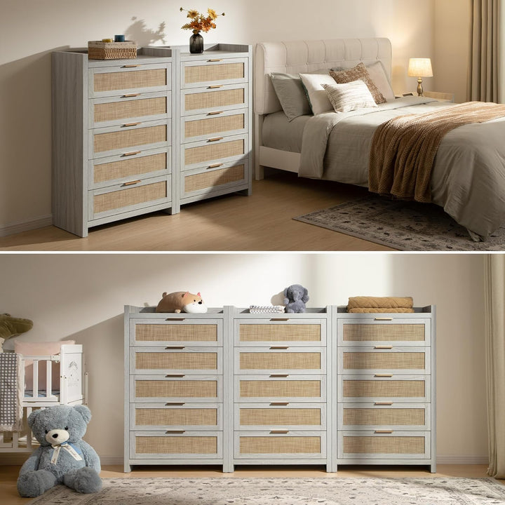 Savanna Wood Chests of 5 Drawers