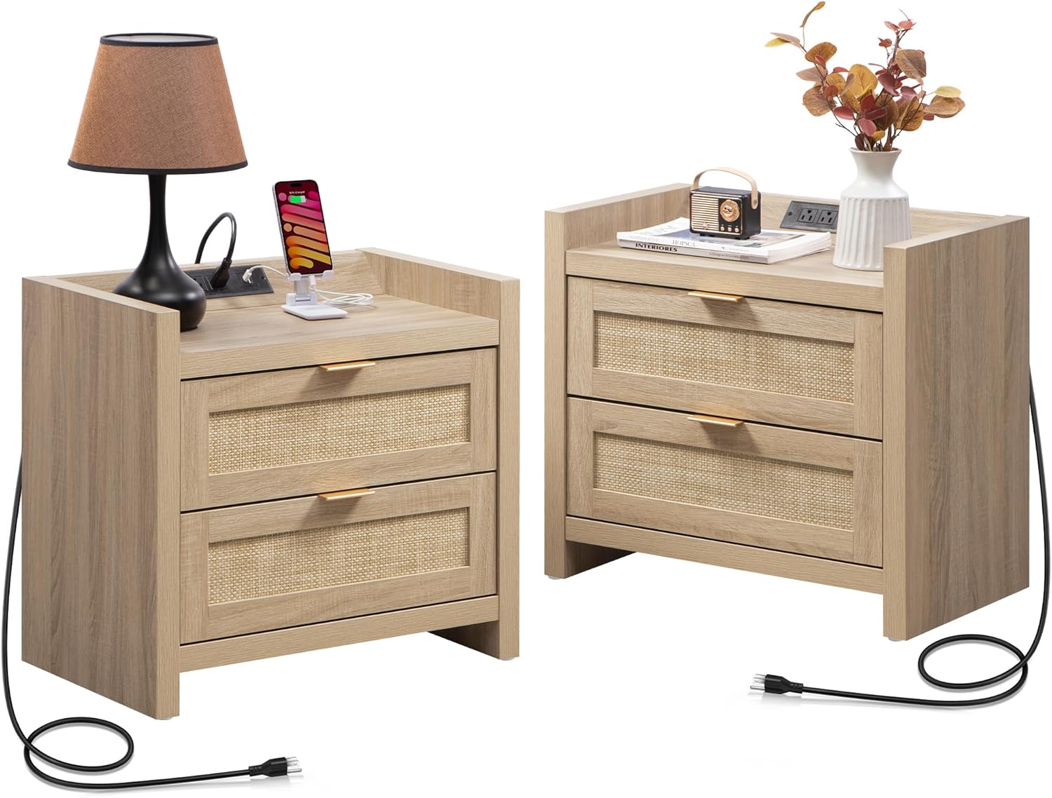 Savanna Nightstand with Charging Station