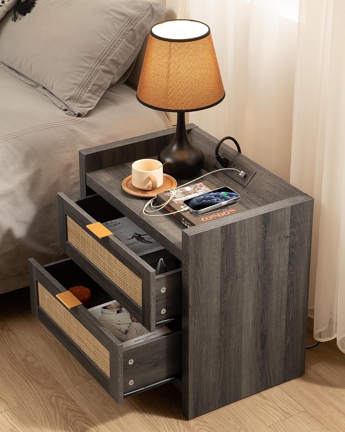 Savanna Black Nightstand with Drawer