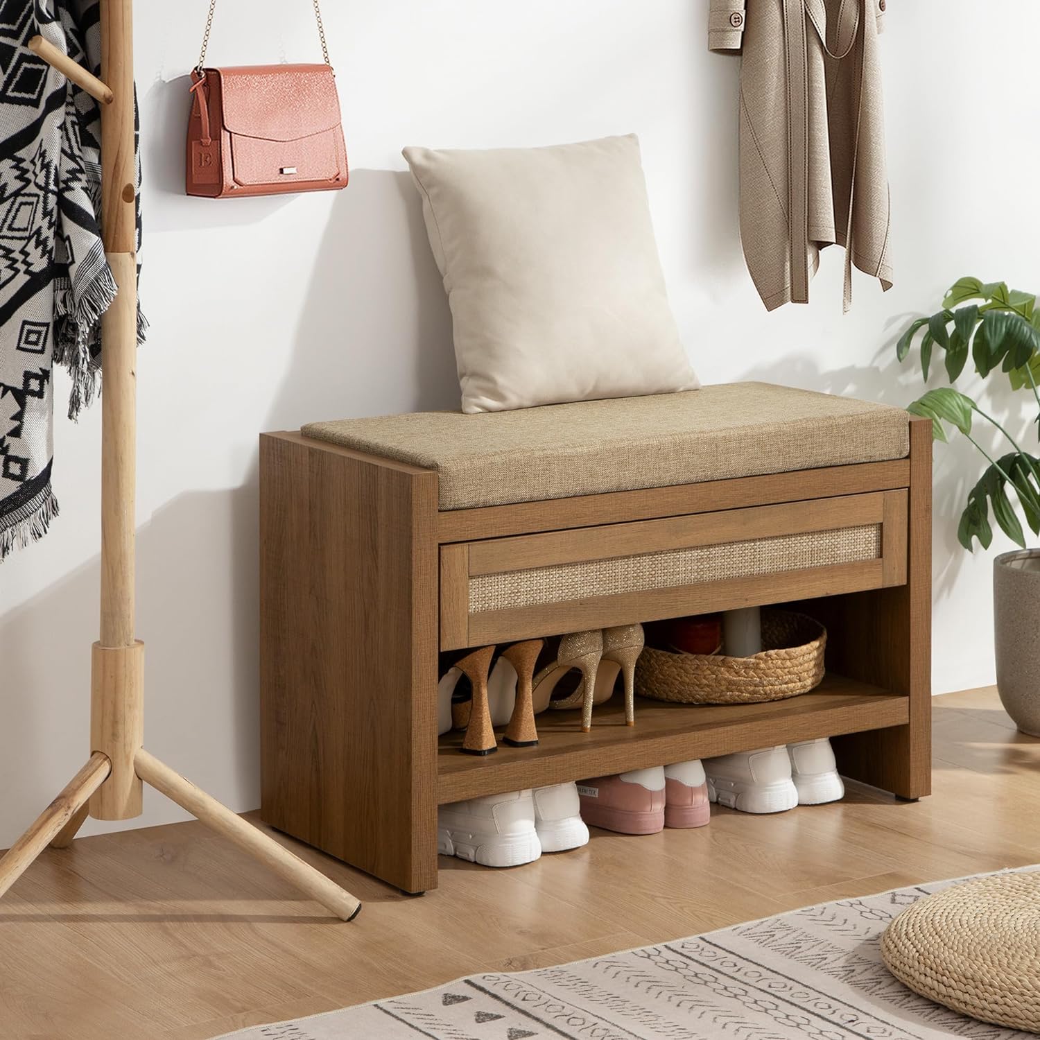 Entryway high quality Bench with Shoe Rack