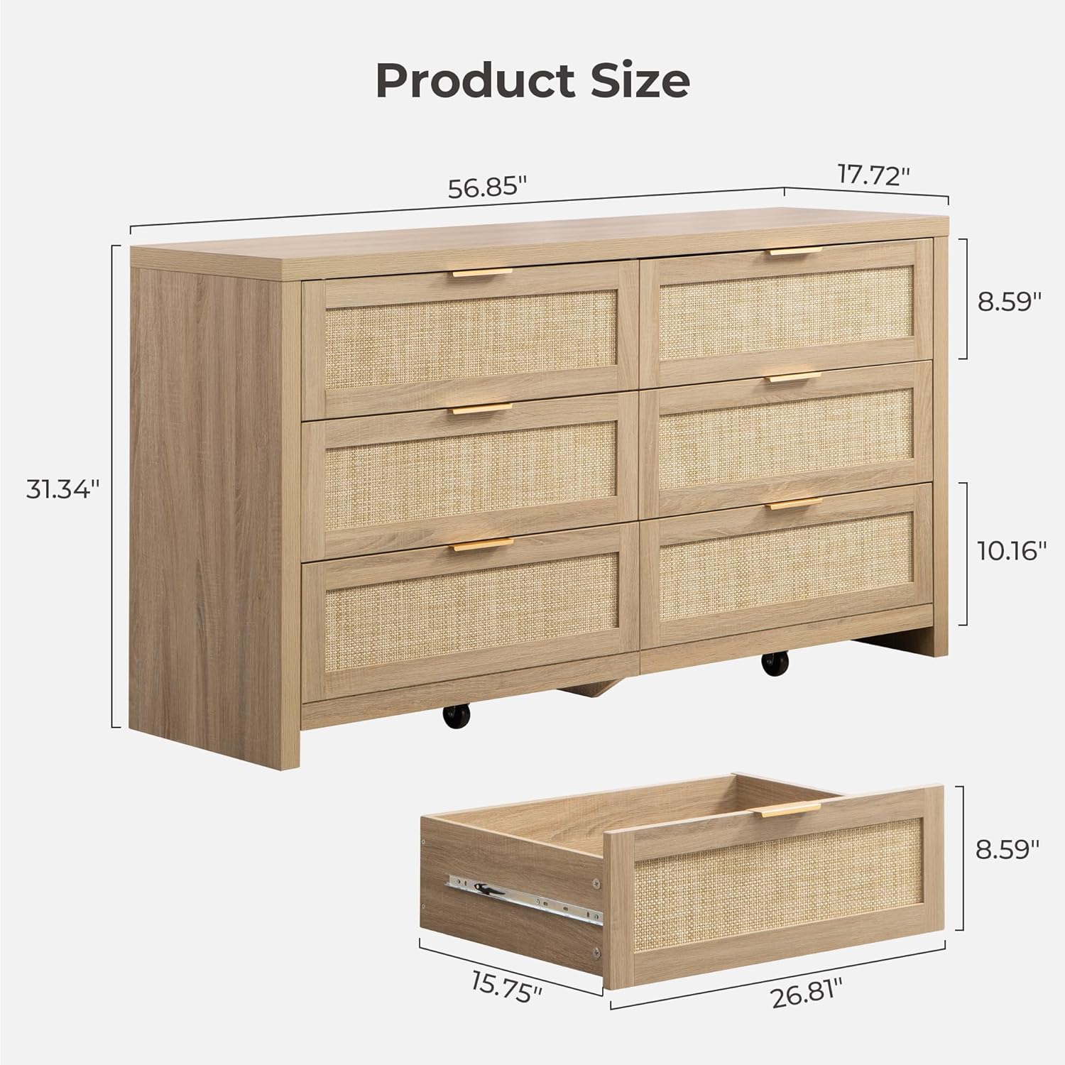 Savanna Wood Dresser, 6 Drawers - Sicotas