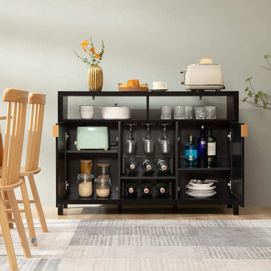 Savanna Black Bar Cabinet with Glass Holder