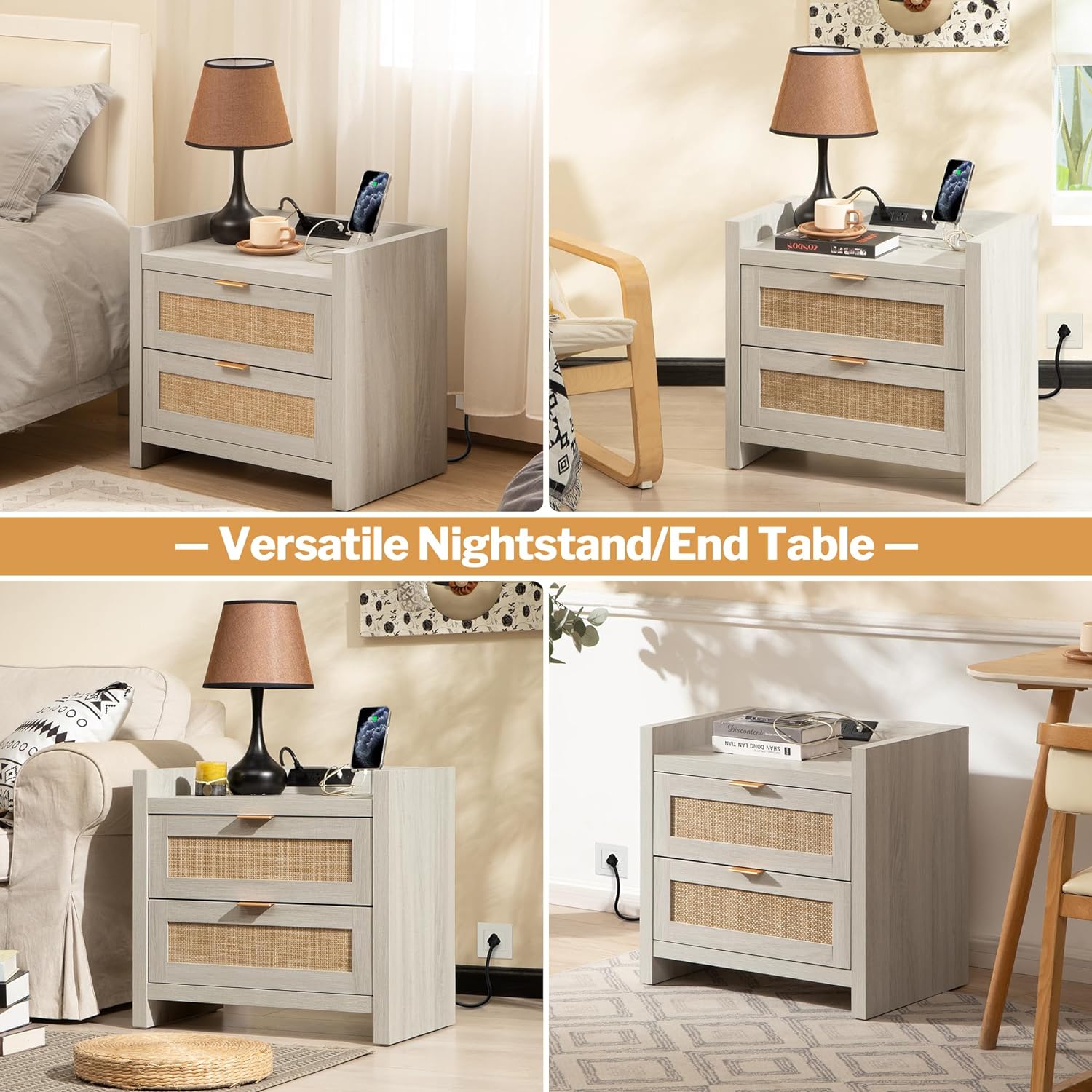 Savanna White Night Stand with Drawers