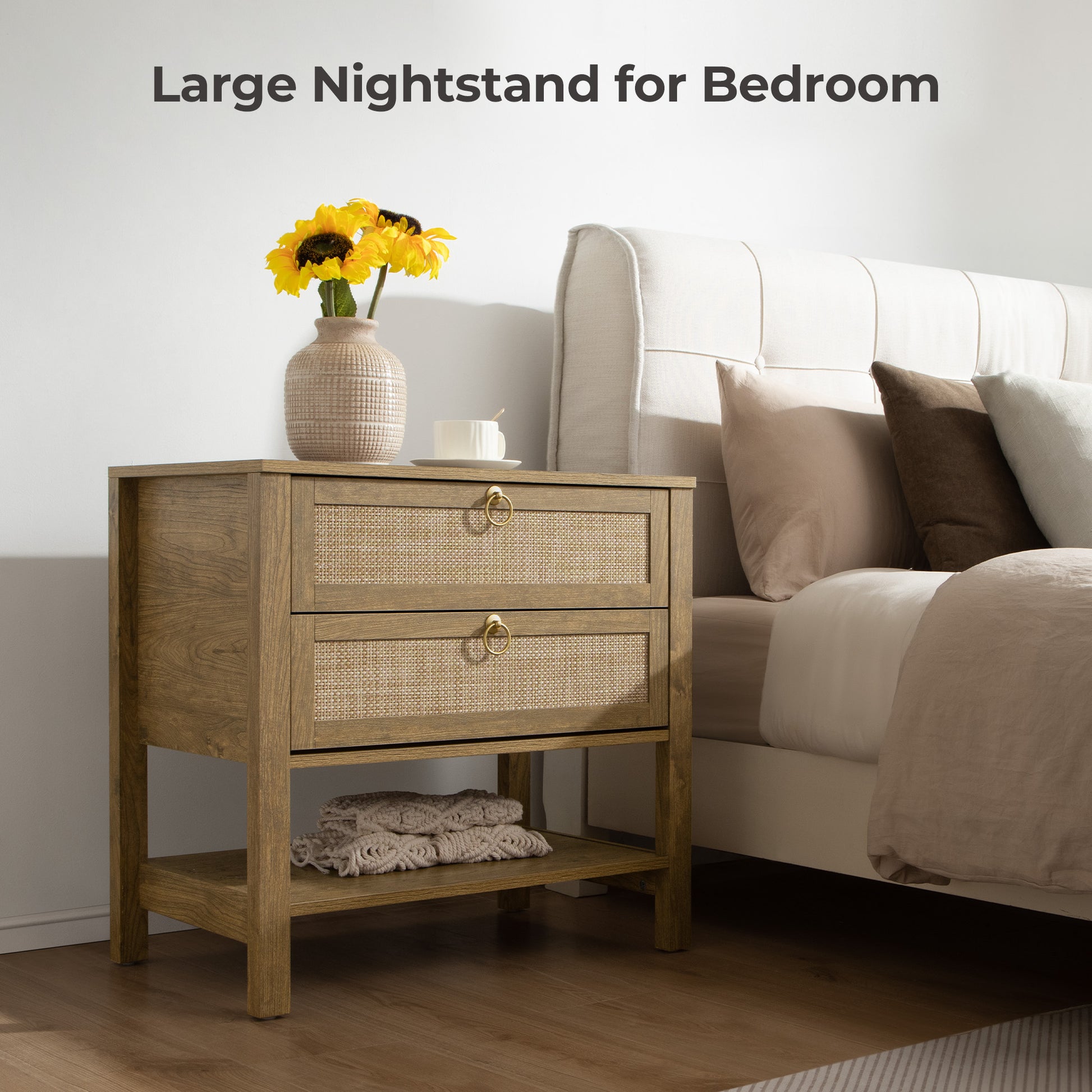 Savanna White Nightstand, 25.6Inch Height