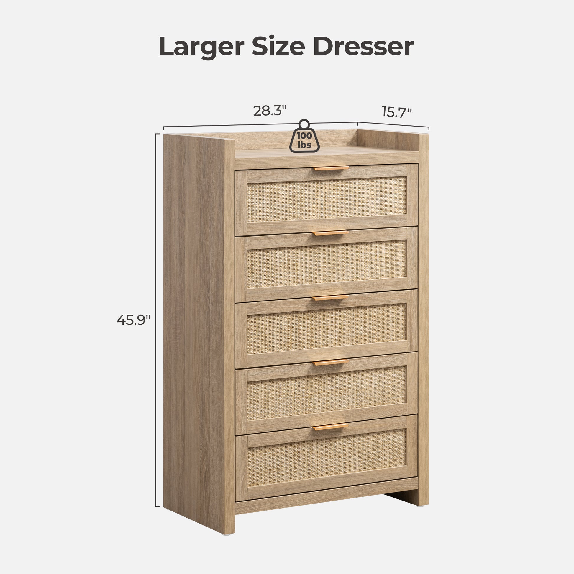 Savanna Wood Dresser, 5 Drawers