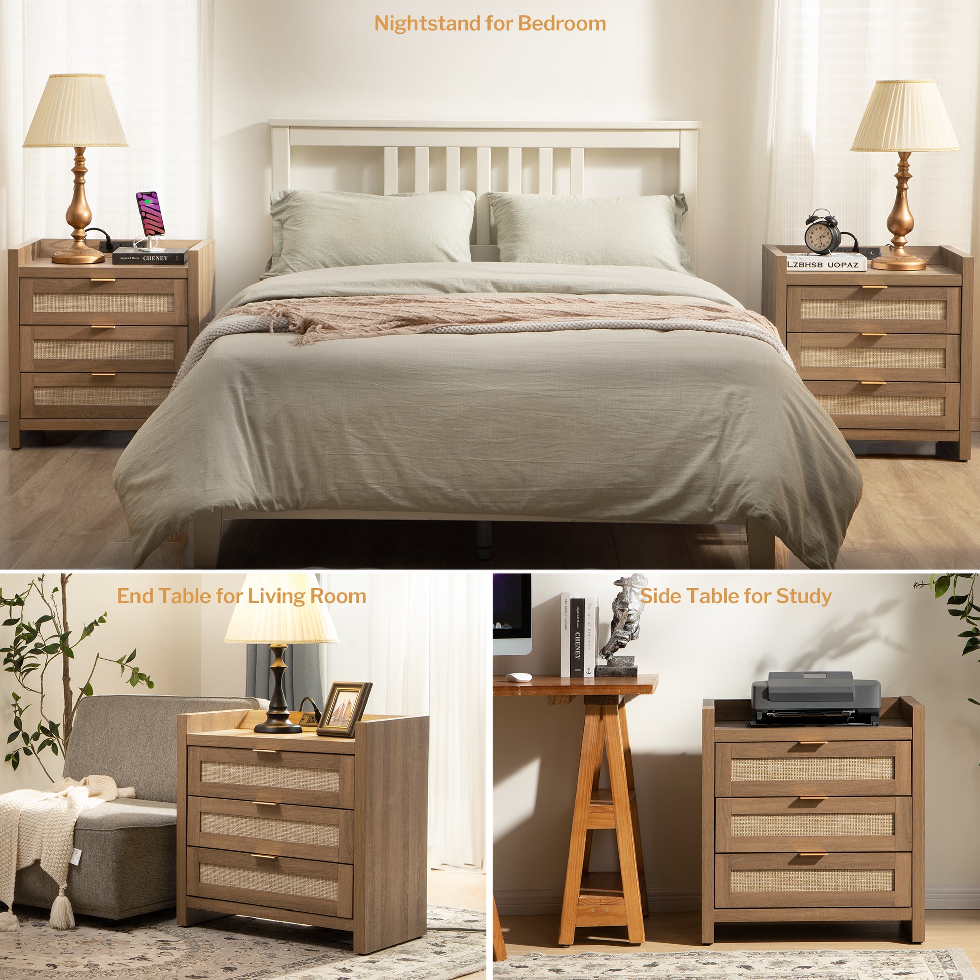 Savanna 3 Drawer Nightstand