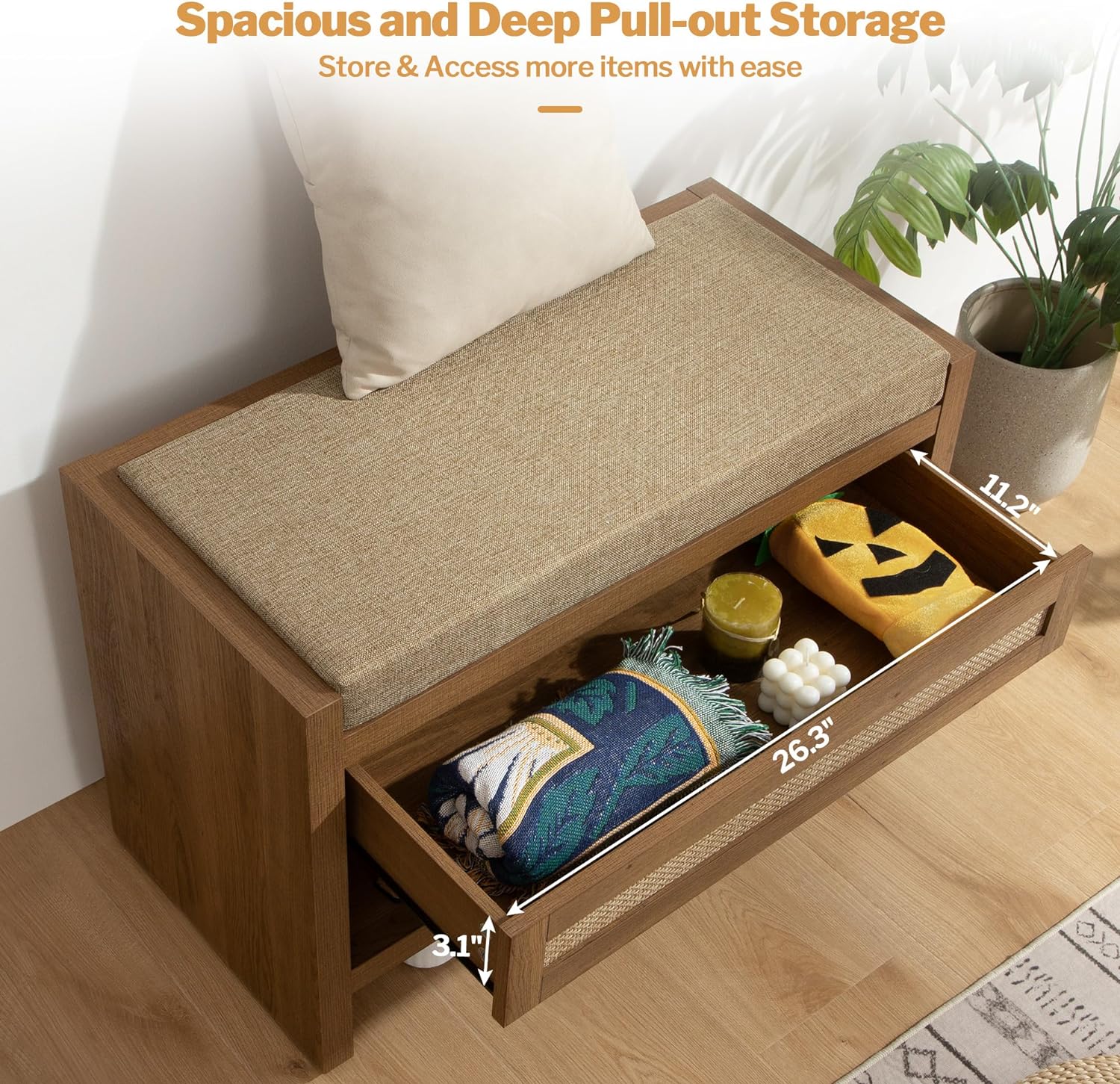 Pull out shoe storage bench sale