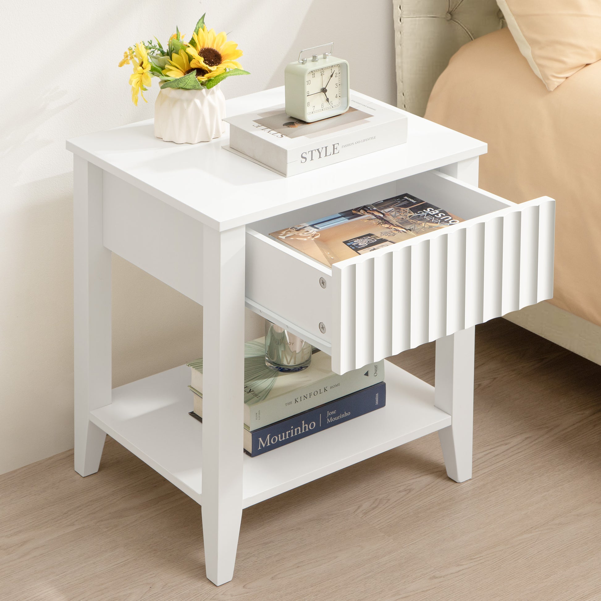 Opus White Nightstands - Sicotas