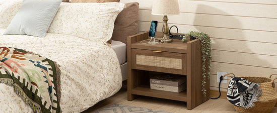 Savanna Rattan Nightstand with Drawer