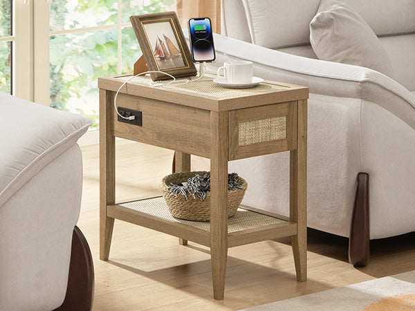 Nightstand with Type-C,Oak Color
