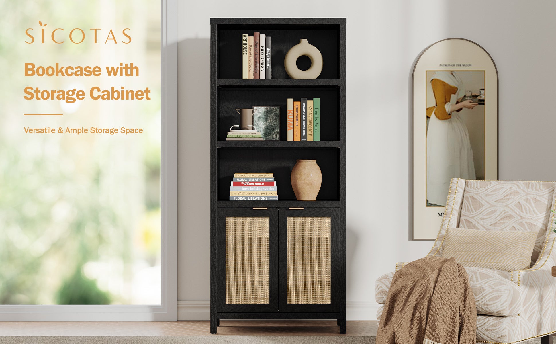 Savanna 70.9'' Tall Black Bookcase - Sicotas