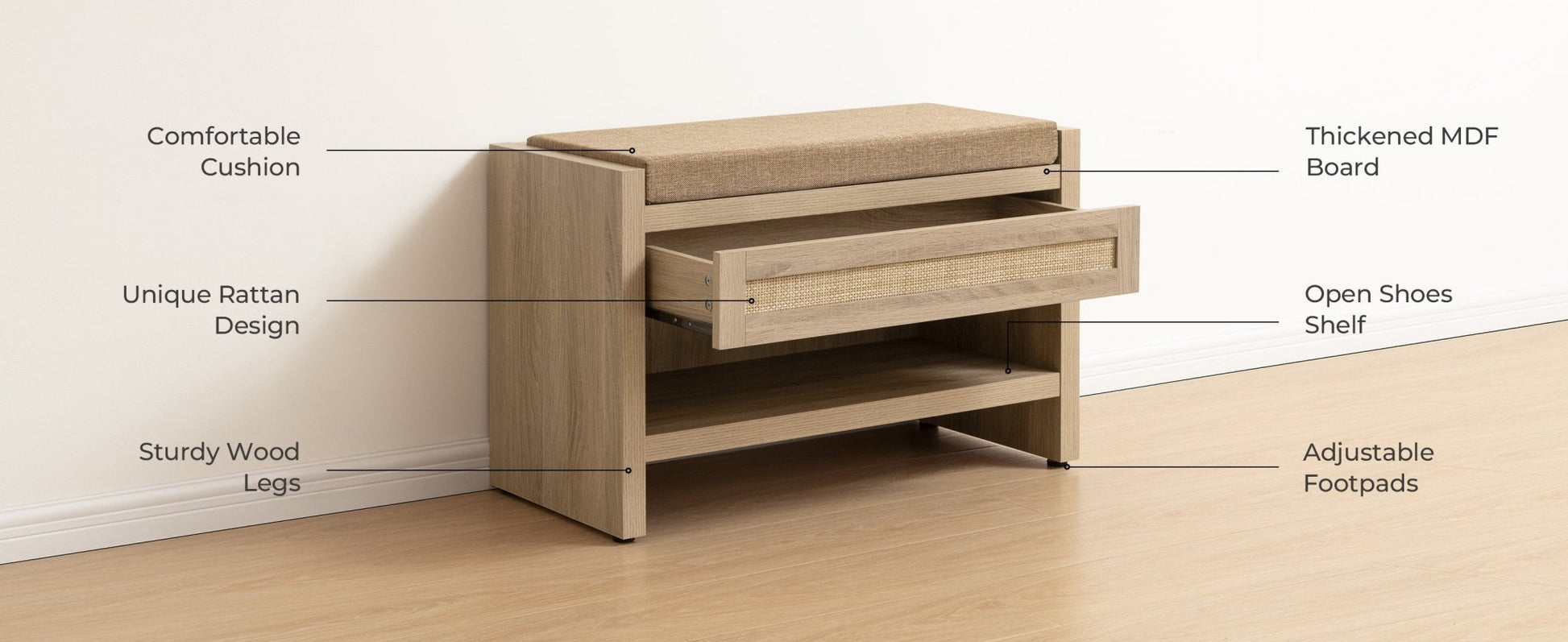 Savanna Shoe Bench with Storage - Sicotas