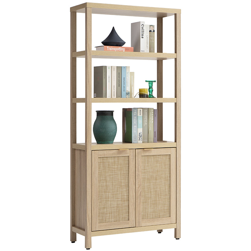 Savanna 70.9" Light Oak Rattan Bookshelves