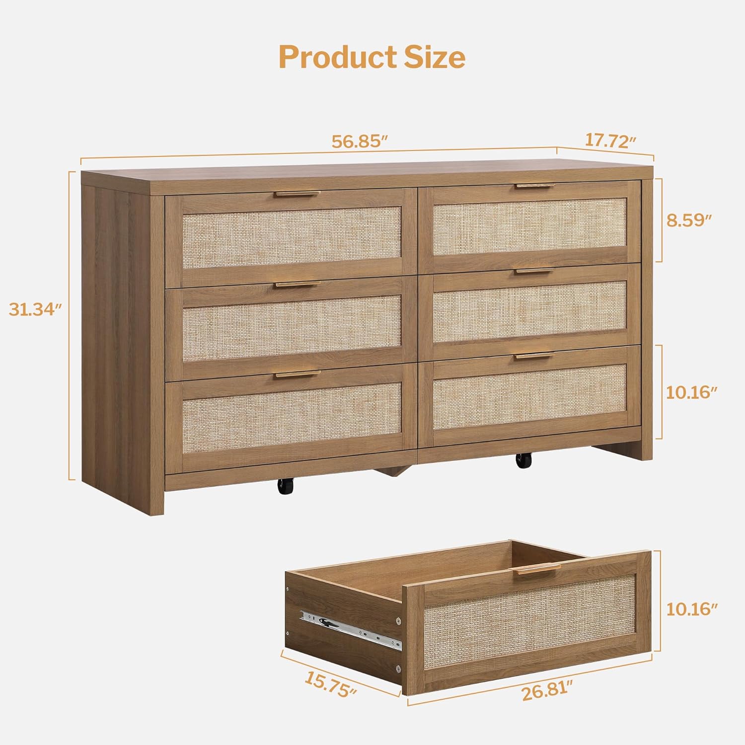 Savanna Wood Dresser, 6 Drawers - Sicotas