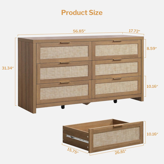 Savanna Wood Dresser, 6 Drawers