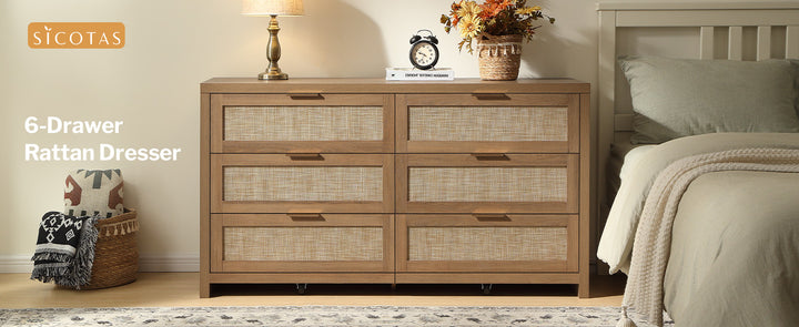 Savanna Wood Dresser, 6 Drawers