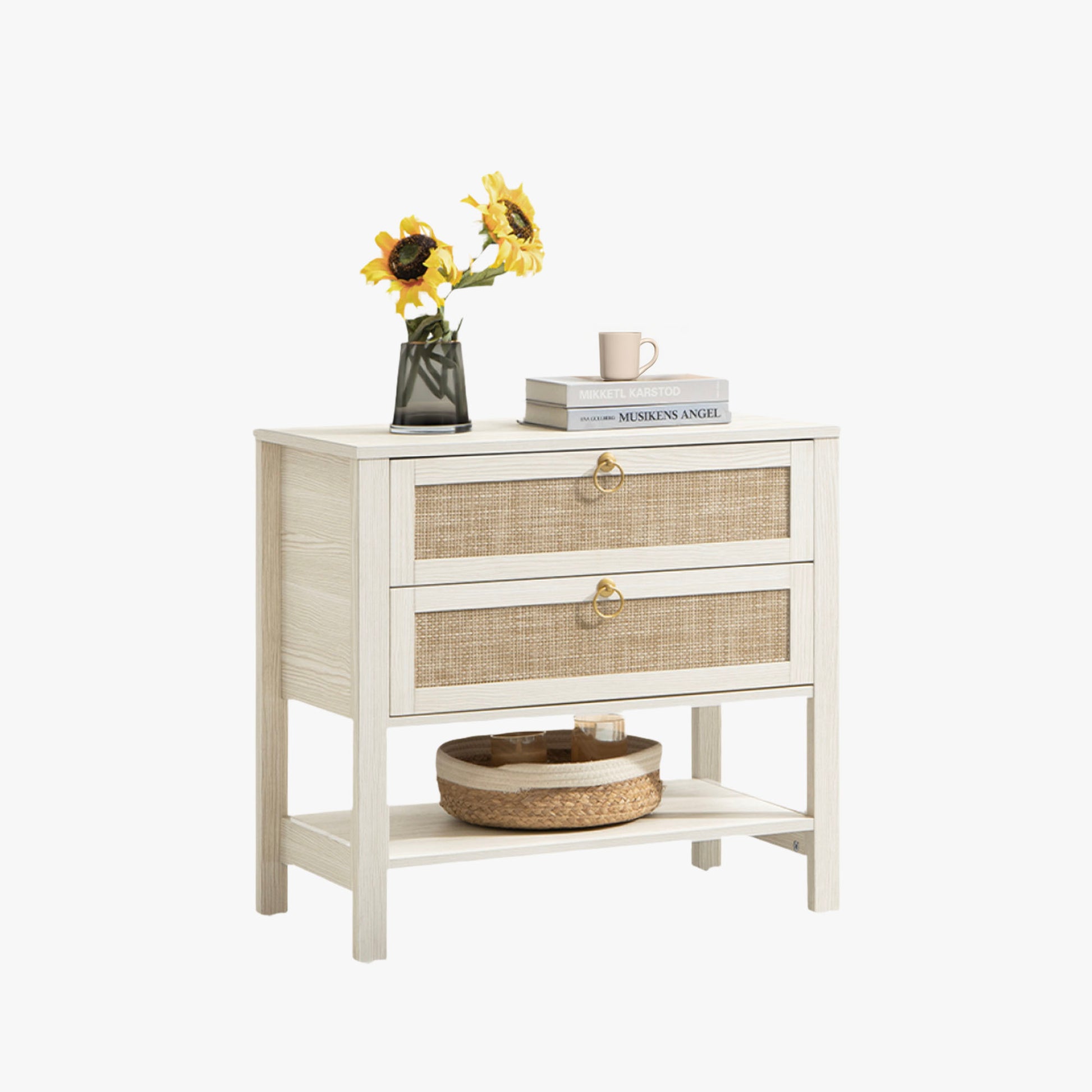 Savanna White Nightstand, 25.6Inch Height