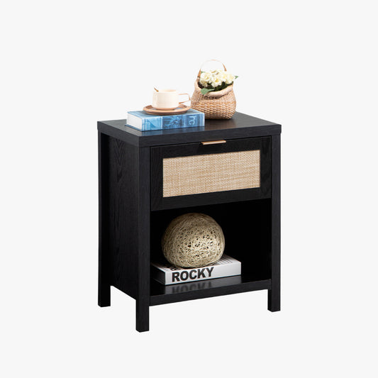 Black Boho Style Nightstand