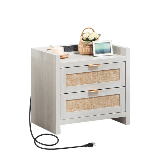 Savanna White Night Stand with Drawers