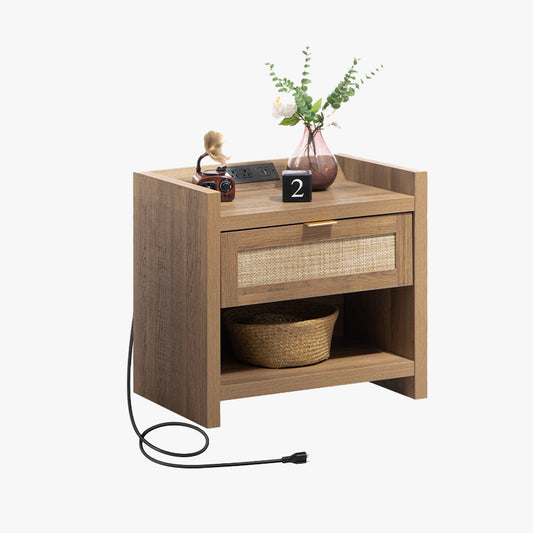 Savanna Rattan Nightstand with Drawer