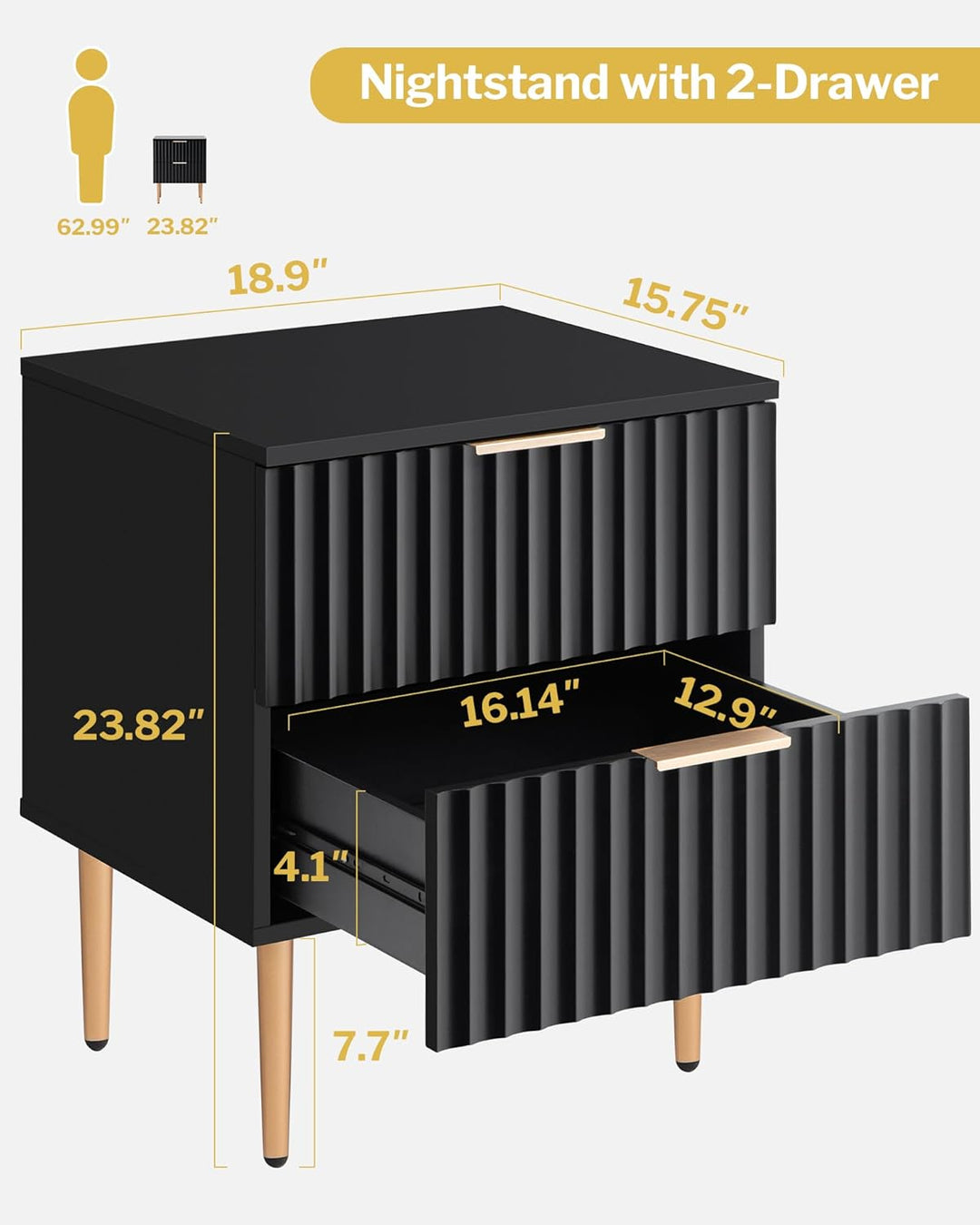 Opus Black Nightstands