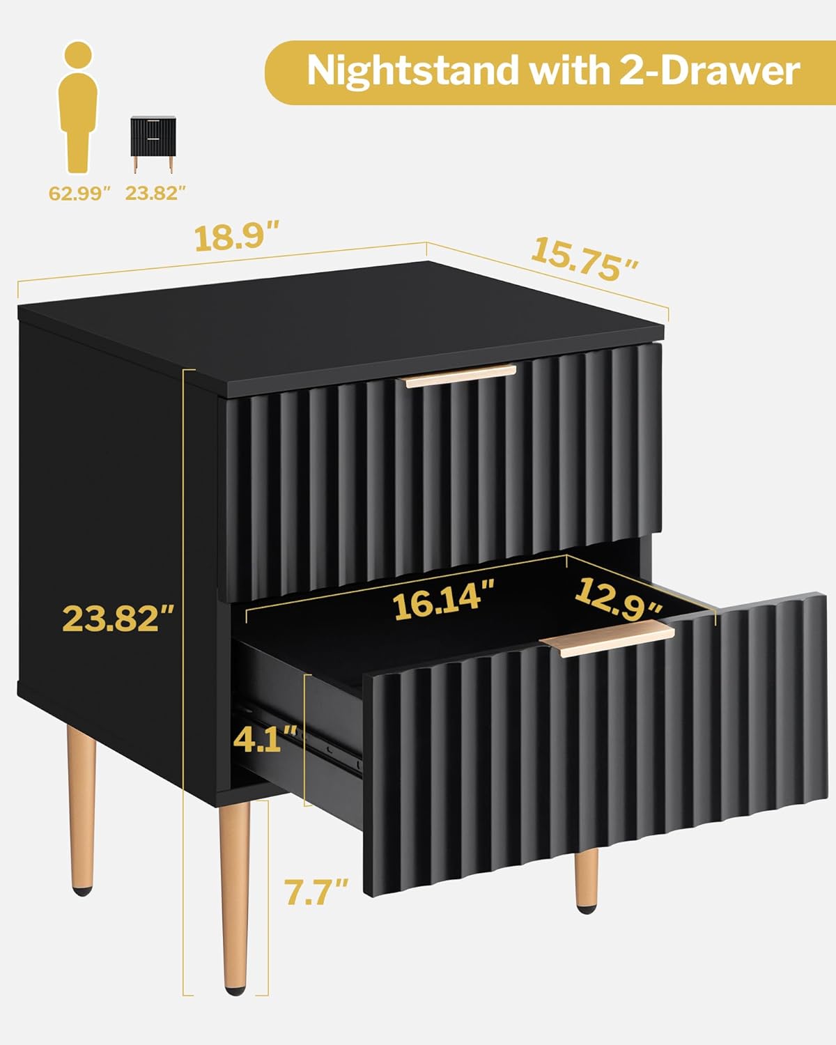 Opus Black Nightstands - Sicotas