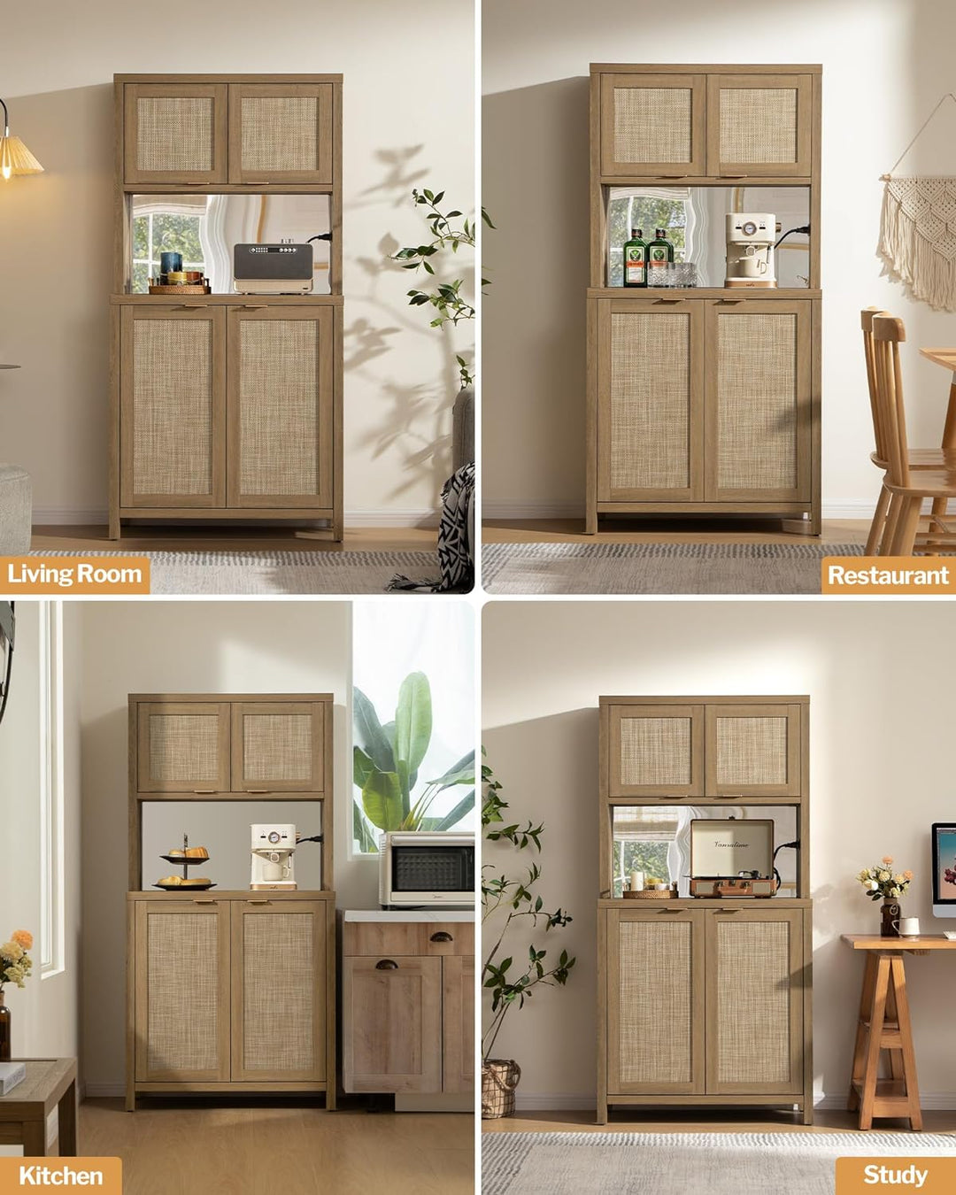 Savanna Pantry Cabinet,Rattan Door