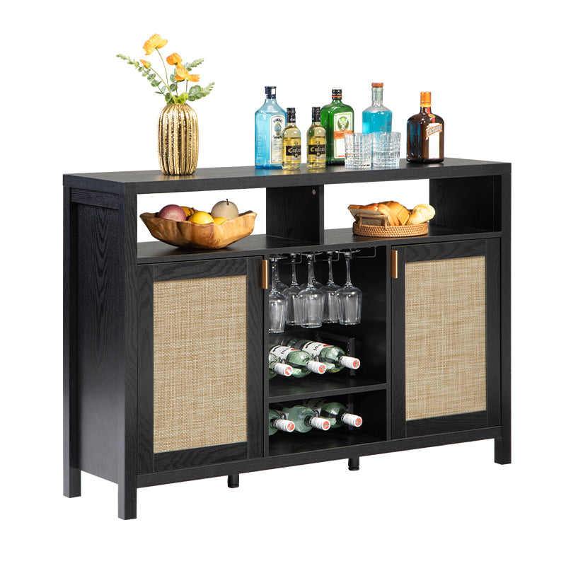 Savanna Black Bar Cabinet with Glass Holder