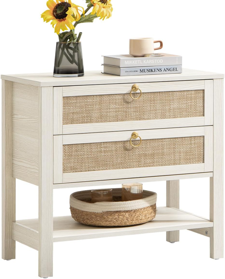 Savanna White Nightstand, 25.6Inch Height