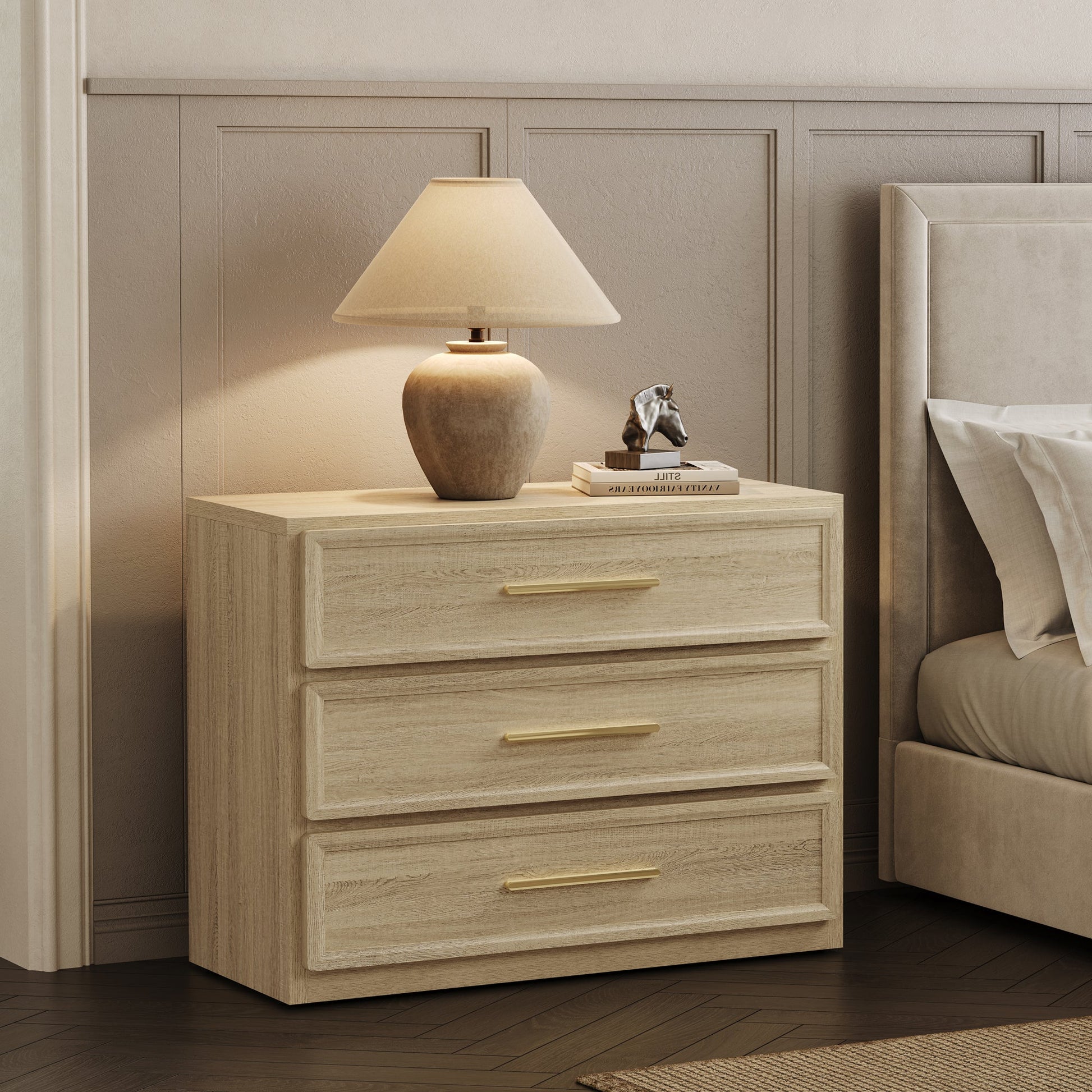 Crescent Nightstand, 3 Drawers