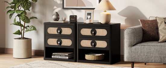 Black Nightstands with Drawer,24Inch