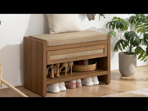 Savanna Natural Oak Shoe Bench