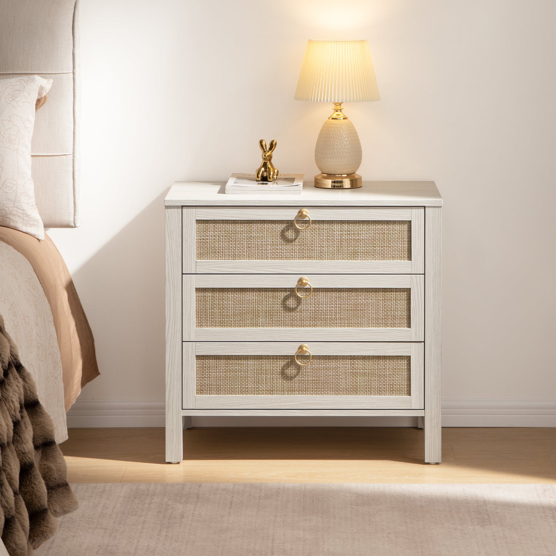 Terra Bedside Table, 3 Drawers