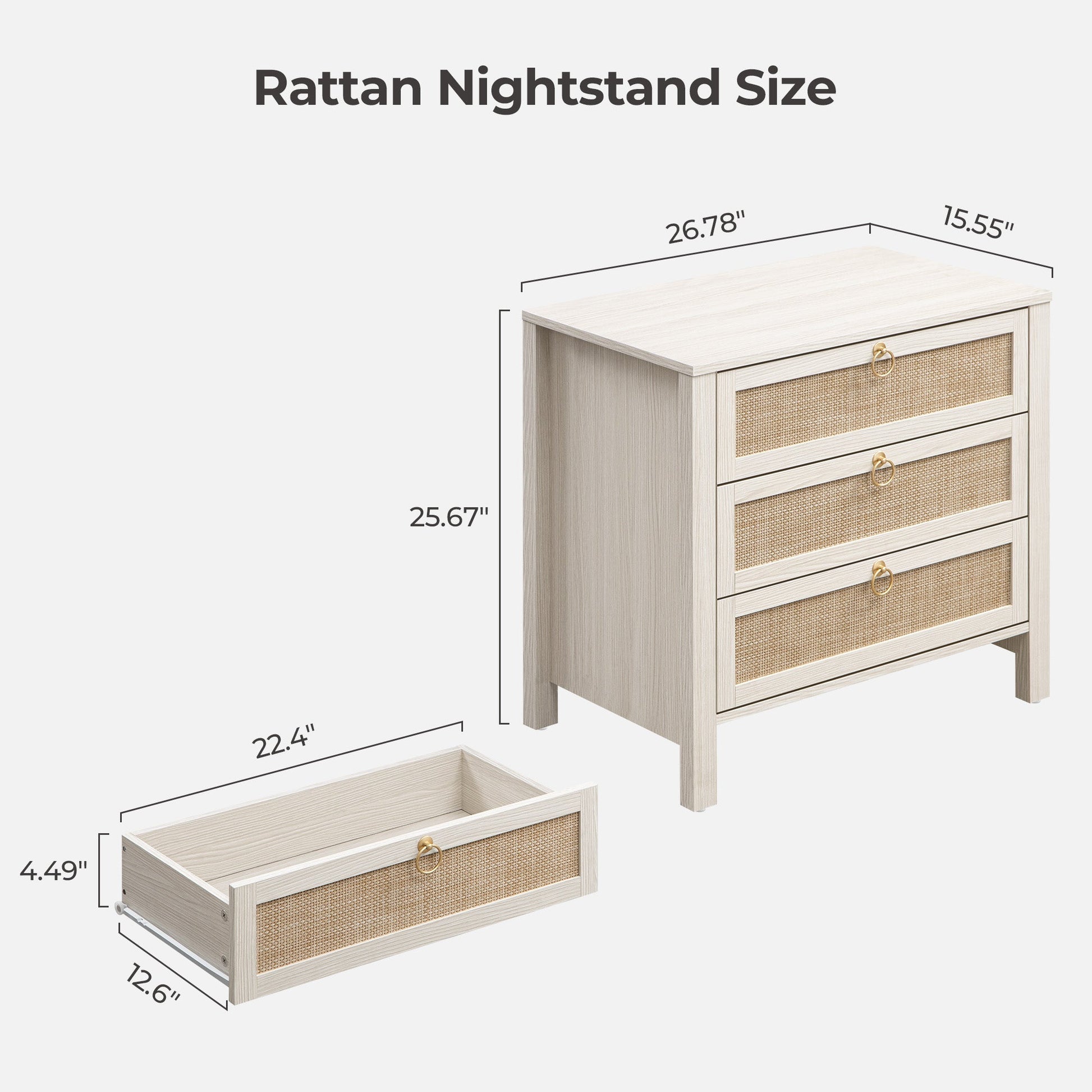 Terra Nightstand, 3 Drawers