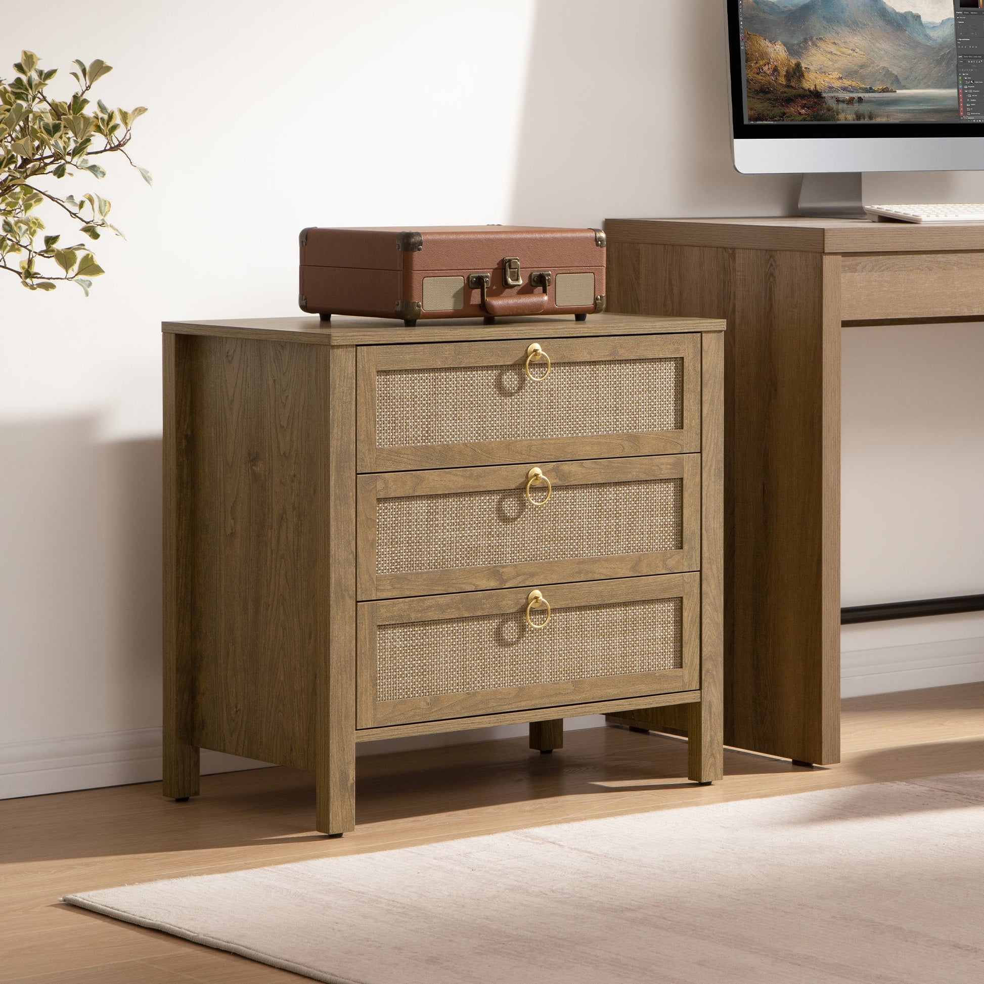 Terra Bedside Table, 3 Drawers