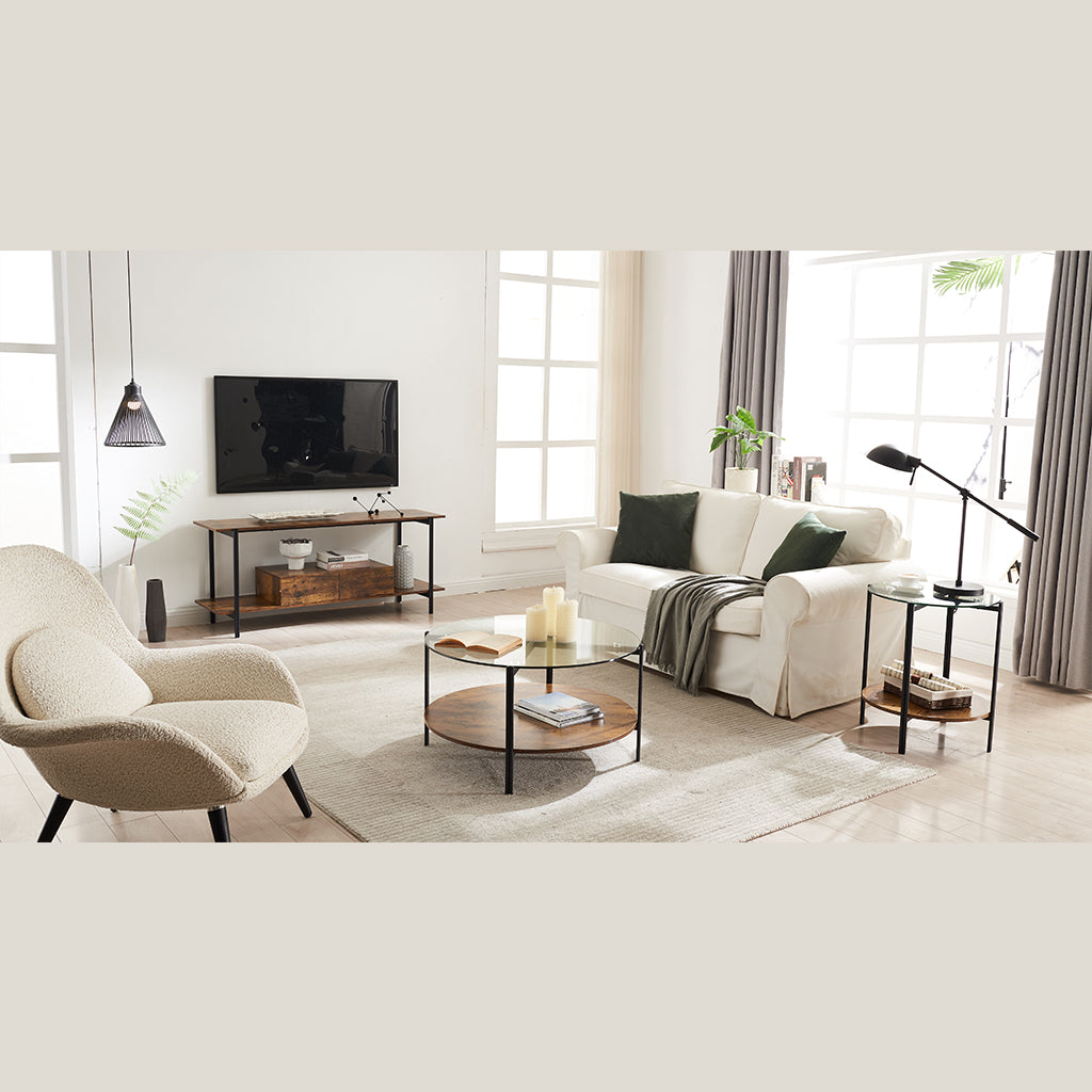 Camille Living Room Furniture Sets include 2 coffee Tables,1 side table and 1 TV stands,Same theme.