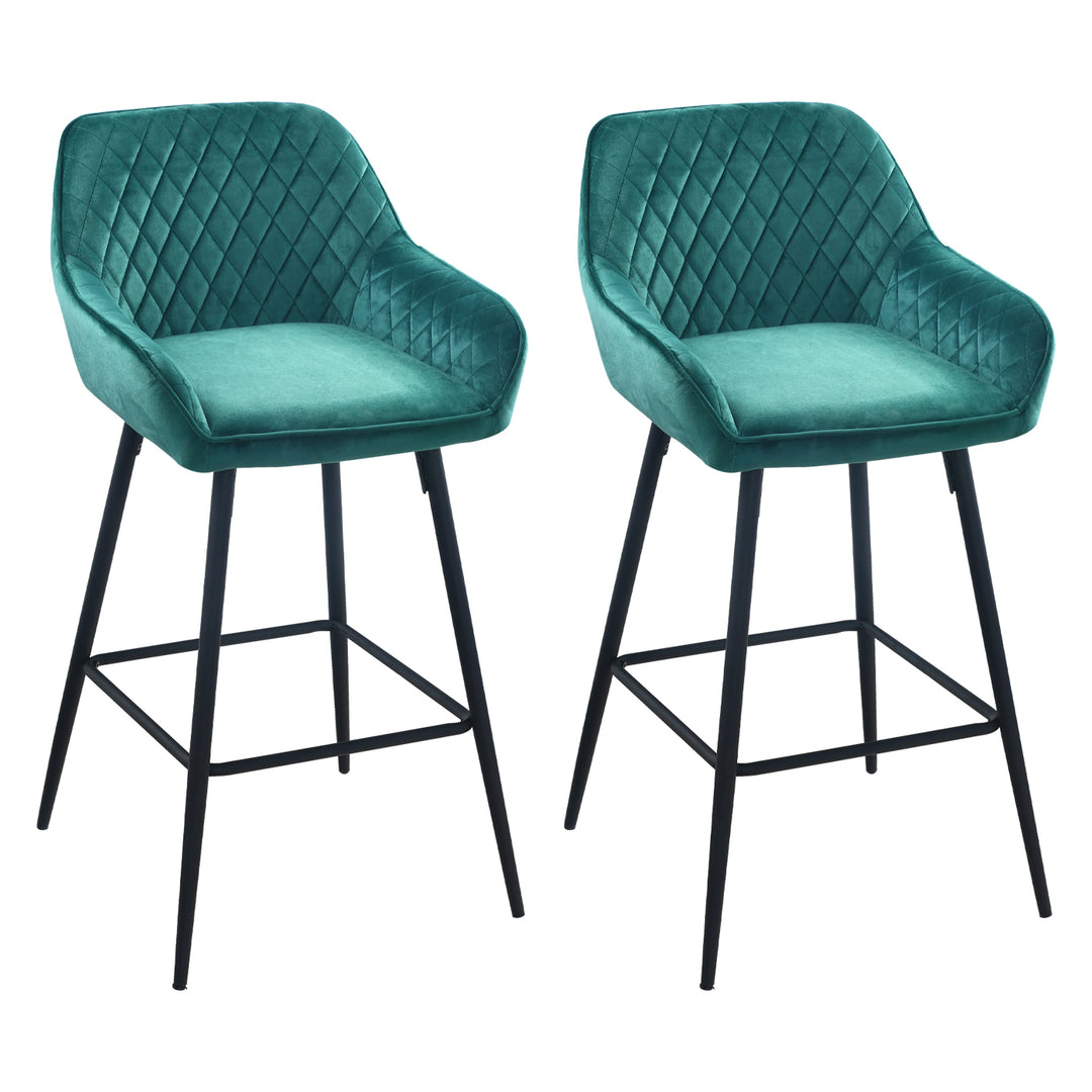 Counter Stools,Bar Stool Sets of 2 with Back&Arm 39Inch Green