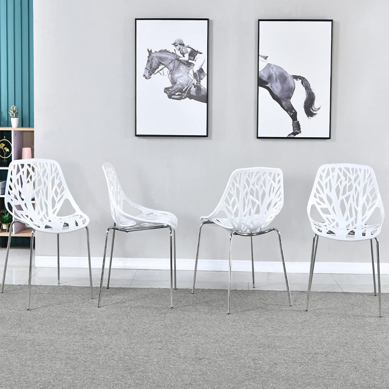 Dining Chair Set Hollow Leisure Chair 4Pieces White