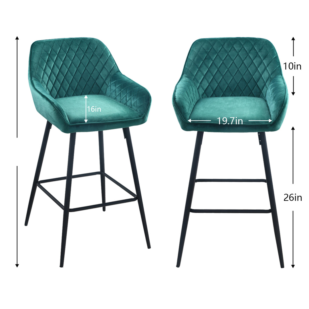 Counter Stools,Bar Stool Sets of 2 with Back&Arm 39Inch Green
