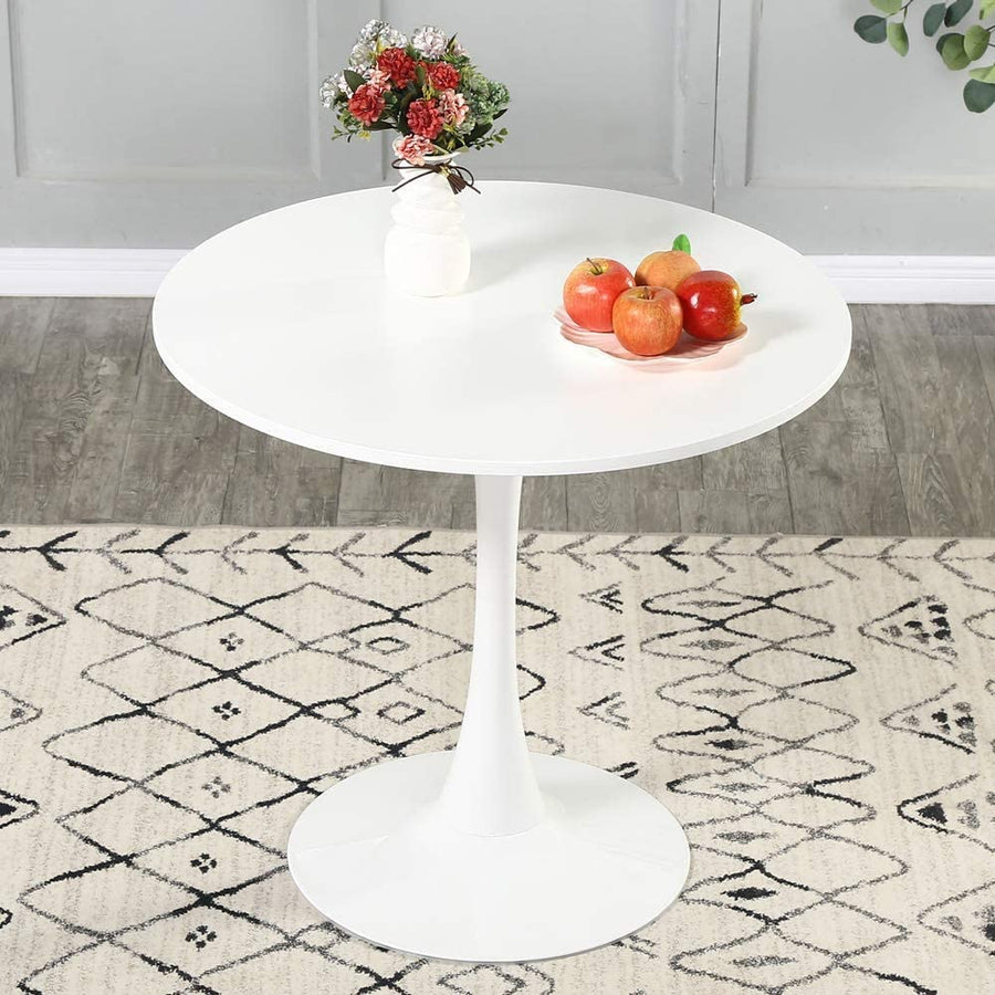 Dinning Room Table For 2-4 Seater Round Top White Table