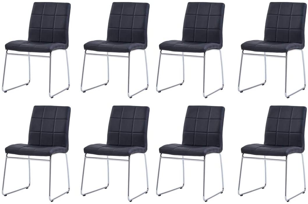 Dining Chairs FU Leather 8Pieces Black