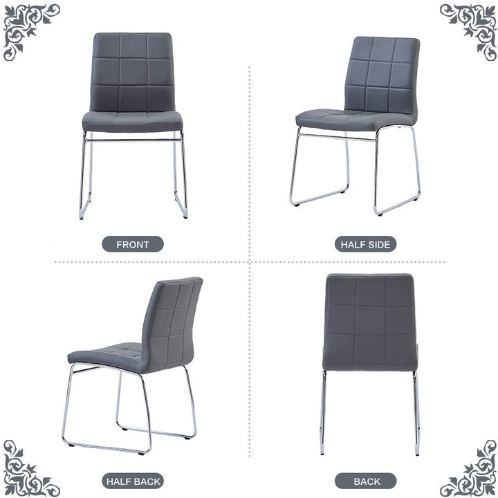 Dining Chair FU Leather 2Pieces Grey