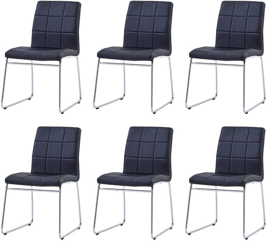 Dining Chairs FU Leather 6Pieces Black