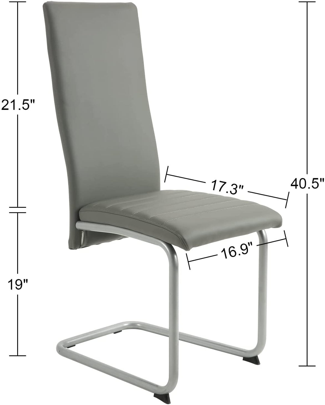 Dining Chairs Set of 4 Modern PU Faux Leather Dining Chair Grey