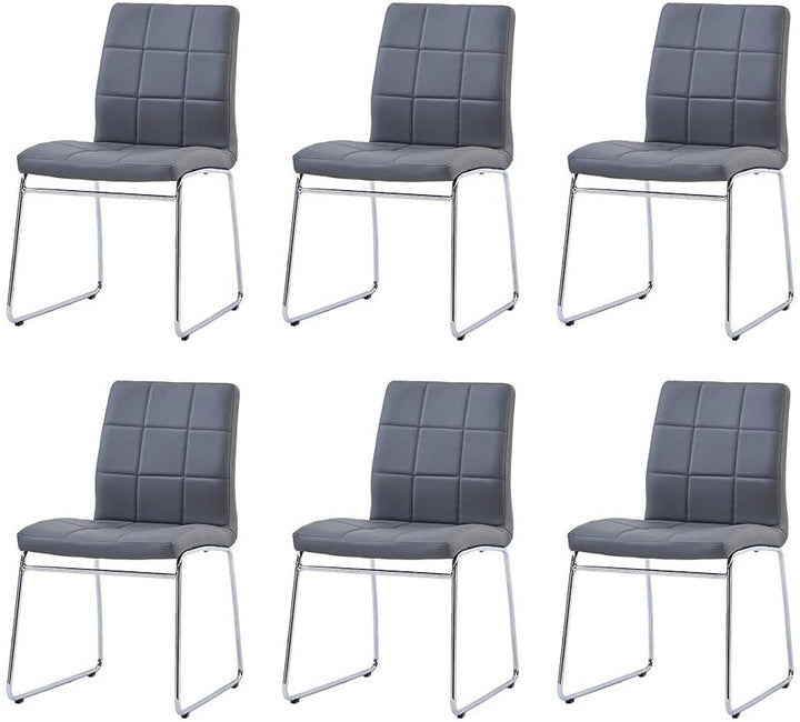 Dining Chair FU Leather 6Pieces Grey