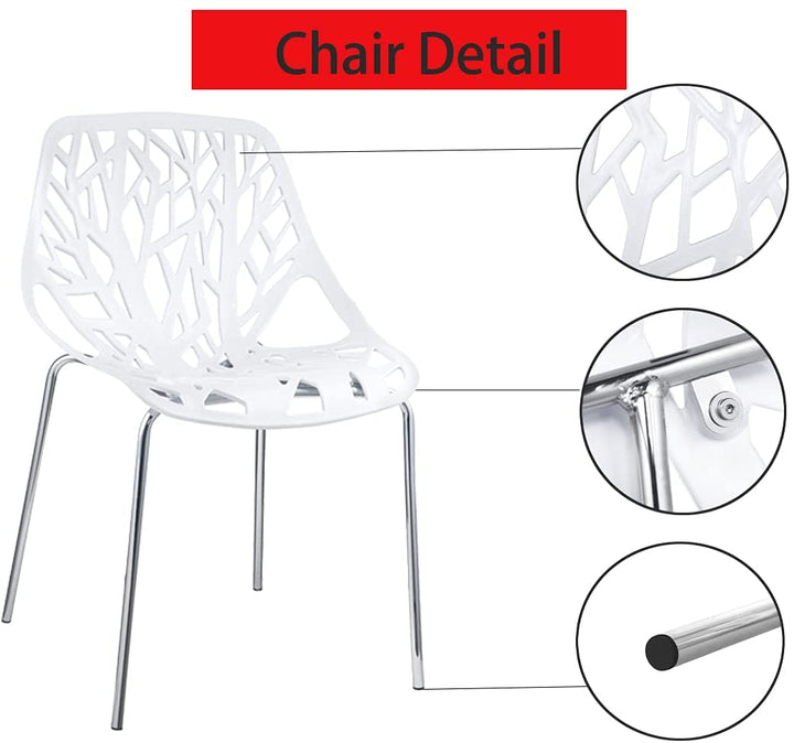 Dining Chair Set Hollow Leisure Chair 4Pieces White