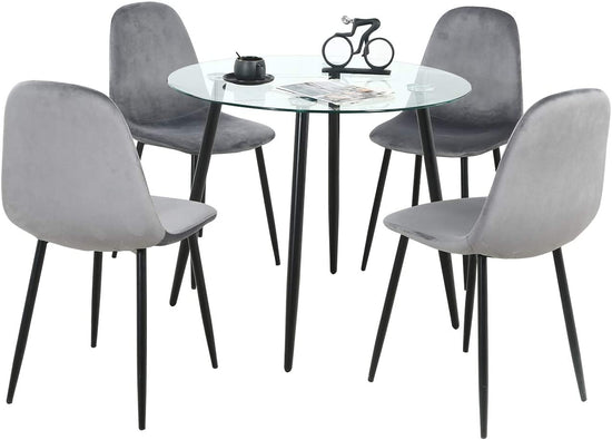 Dining Table Set of 5- 1 Coffee Table and 4 Velvet Kitchen Chair