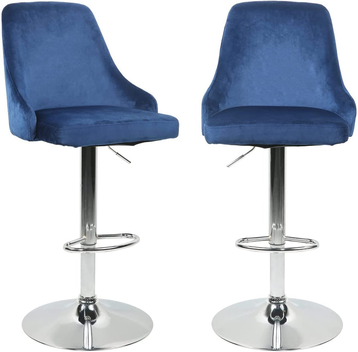 Swivel Bar Stools Set with Backs Counter Bar Chair Blue