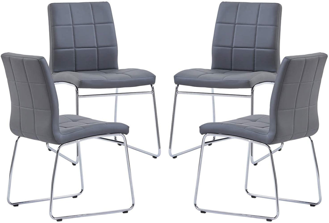 Dining Chair FU Leather 4Pieces Grey