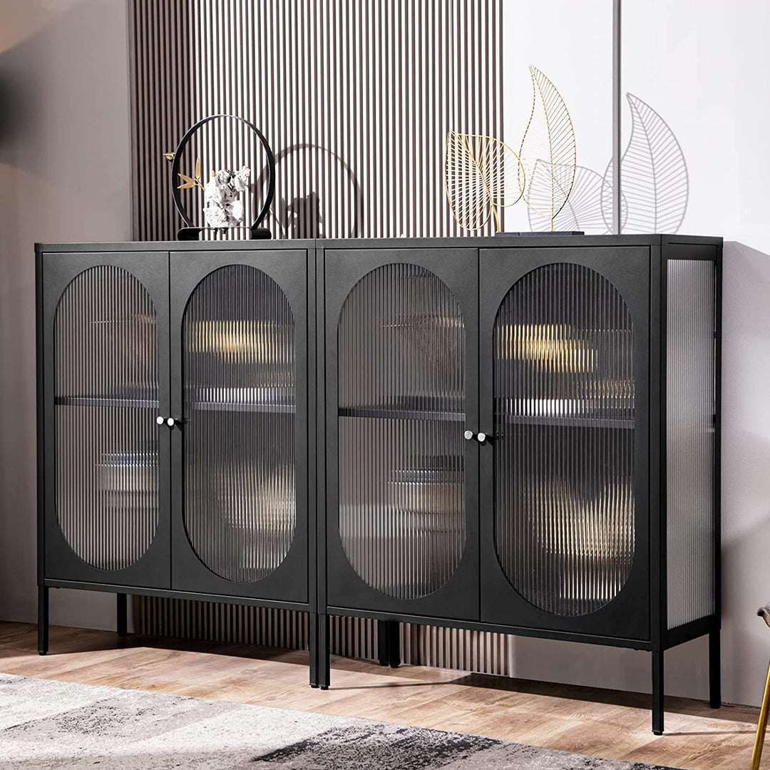 Modern Sideboard Cabinets, Accent Buffet Storage Cabinet with Glass Doors